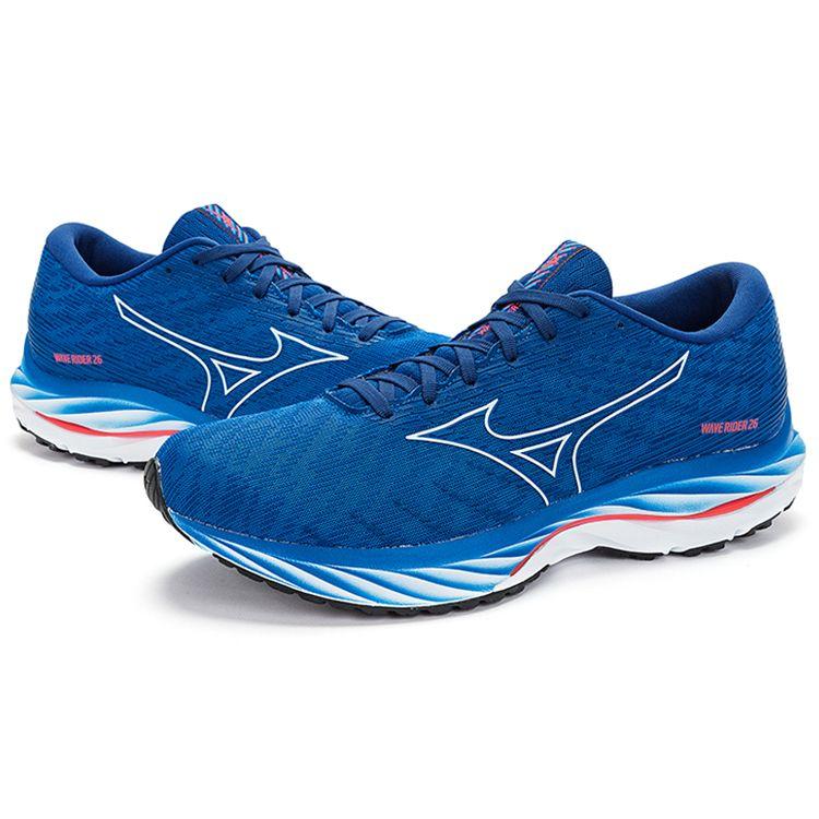 Mizuno Wave Rider 26 Sonic Cherry Tomato Men Sneakers Blue Ice-Water J1GC220305