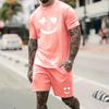 Casual Fashion Breathable Drawstring Shorts Lightweight Athletic Fitness Elastic Waist Shorts Round Neck Oversized 2 Piece Set