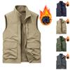 Mens Winter Fleece Cargo Vest Outdoor Multi Pocket Sleeveless Jacket Warm Thick Work Waistcoat