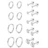 Stainless Steel Circle Huggie Hoop Earrings Set for Women Gold Color Unique Zircon Flower Stud Earring Piercing Jewelry