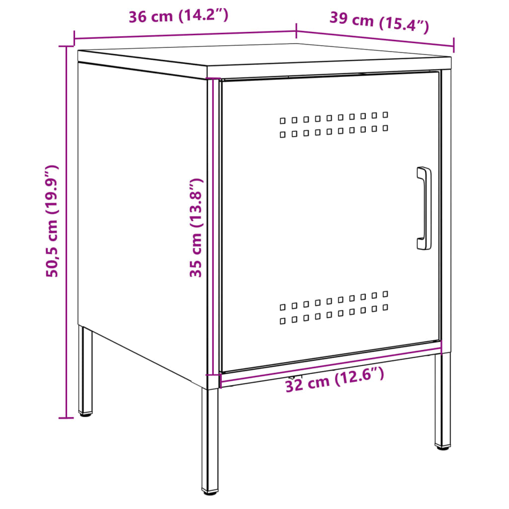 Nightstands 2 Pcs Black 36 X 39 X 50.5 Cm Steel