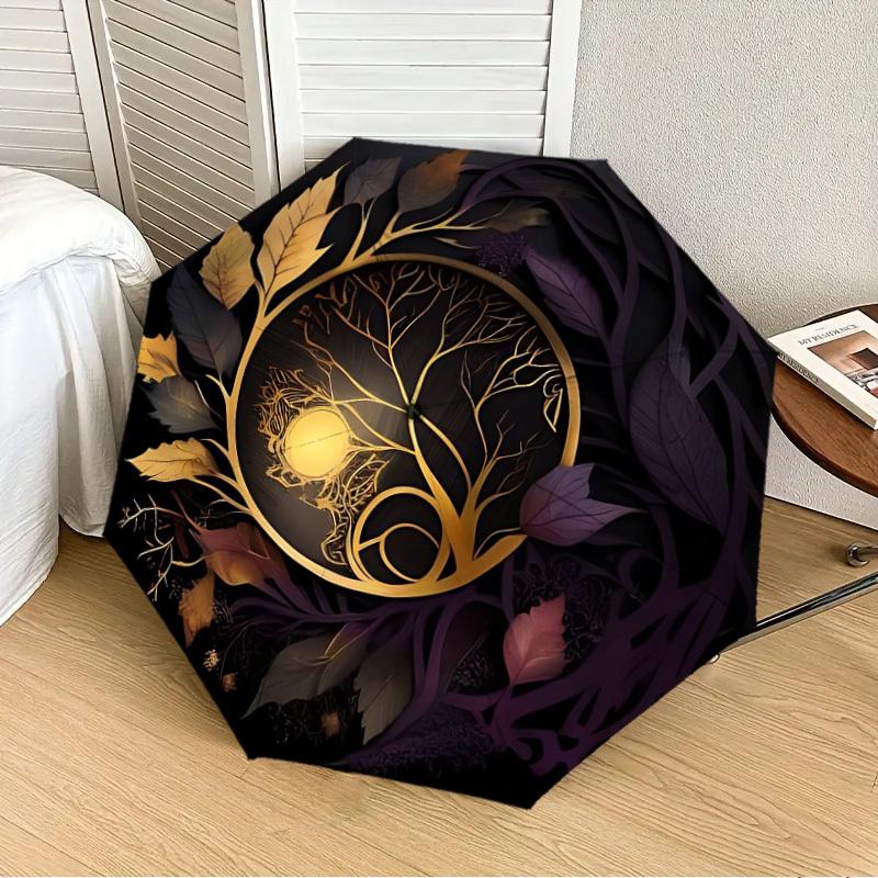 

1PC Golden Tree of Life Automatic 8-Bone Folding Umbrella - Durable Polyester & Iron Frame,Userfriendly Operation y250929149