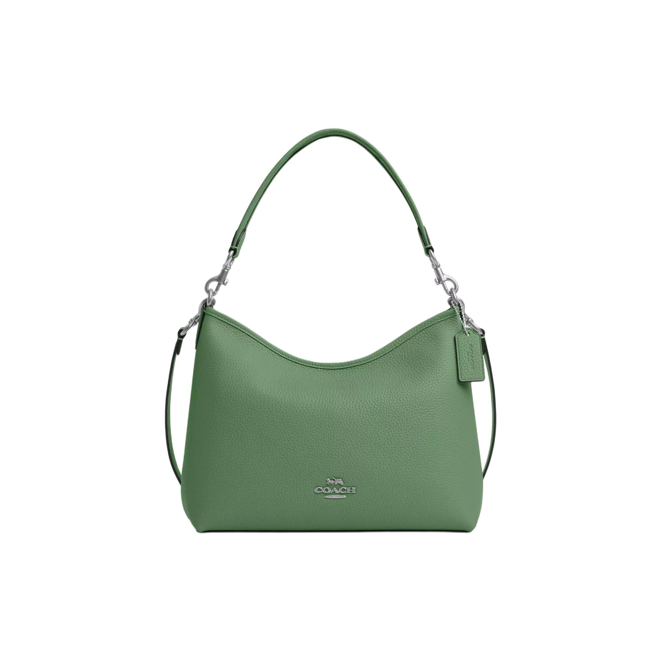 Coach Laurel 31 Logo Zipper Closure Pebble Leather Tote Crossbody Shoulder Bag Large Women bags Silver Light-Green CR148-SVRT2 Basic Set BagDust Bag 26460₽