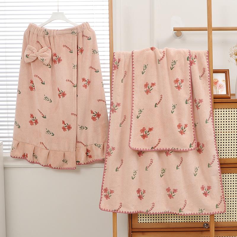 New Lavender Warp Knitted Coral Fleece Towel Bath Towel Set, Large Bath Towel Wrap Towel Household Face Towel