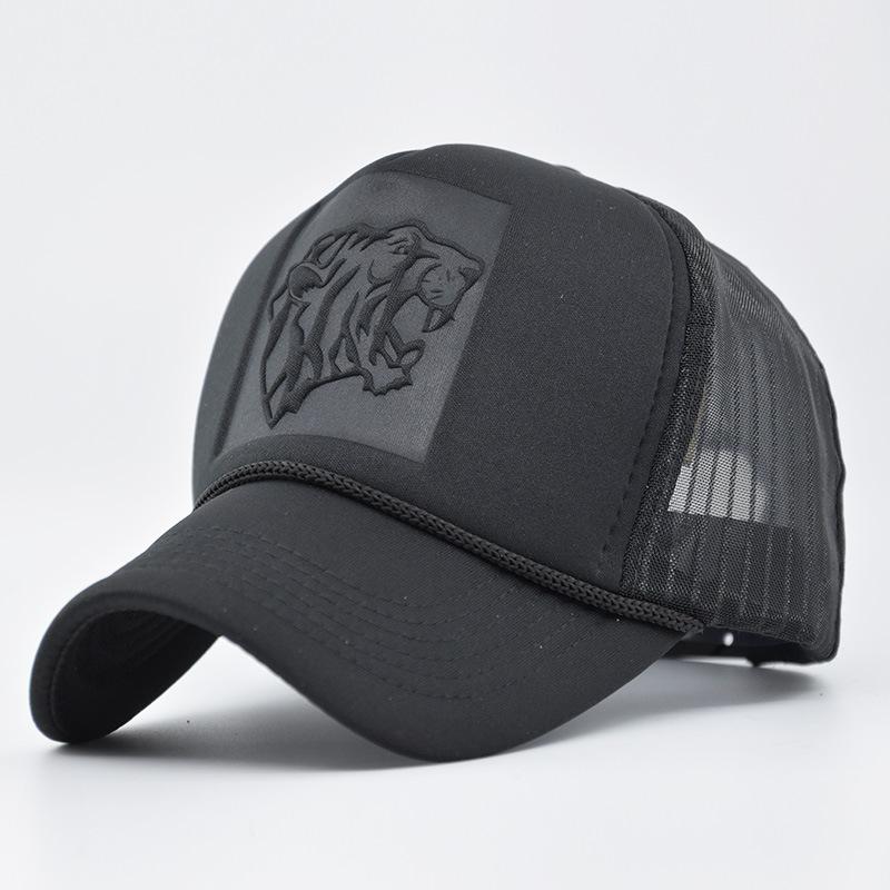 

Threedimensional Baseball Cap Embossed Mesh Cap Sun Shield Duck Tongue Cap Black Tiger