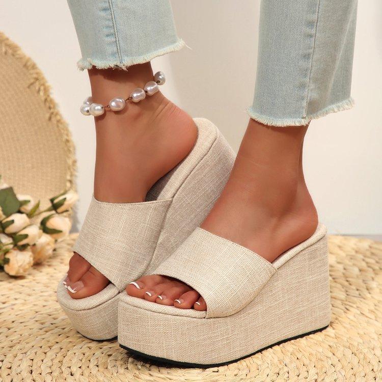 Sandali a ciabatta da donna in PVC trasparente con punta aperta Estate Zeppa 10 cm Tacchi Alti Pantofole da donna Piattaforma Casual Sandali