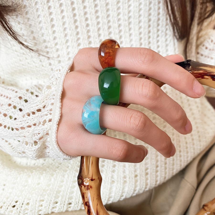 3Pcs/Set Vintage Transparent Acrylic Resin Irregular Ring For Women Travel Aesthetic Knuckle Finger Rings Accessories Jewelry