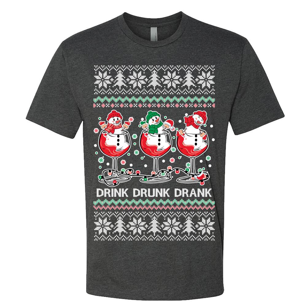 

Drink Drank Drunk Unisex T-shirt Funny Christmas Drinking Holiday Snowman Unisex T-Shirt S