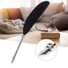 Stainless Steel Black Feather Dip Pen Vintage Fountain Pen for Business Office Birthday Gifts