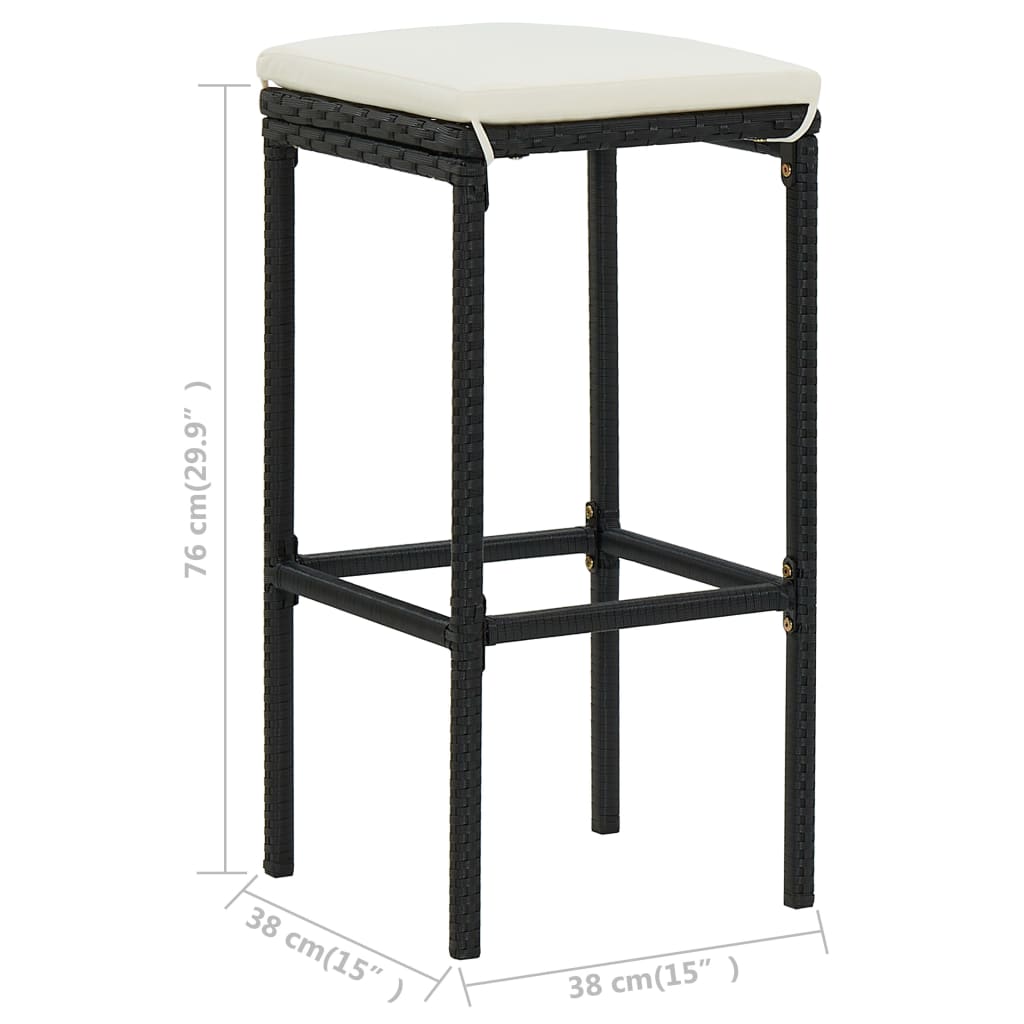 Bar Table Set Poly Rattan Black Wooden Tabletop Steel Frame Stable Seating Cushion Pub Dining Set Us Local Shipping