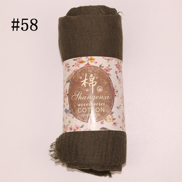 Muslim Women Solid Color Scarf Shawl Cotton Crinkle Hijab
