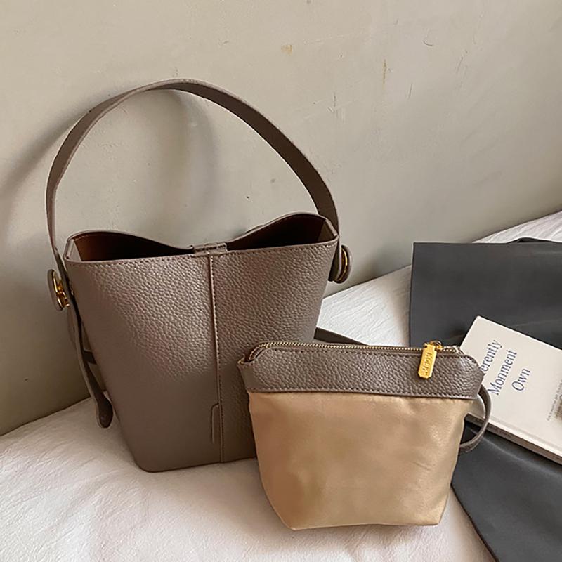 Women's Bucket Handbag Commuter Shoulder Bag Soft Material Work Bag Vegetable Basket Style Crossbody Bag Fashionable Trend