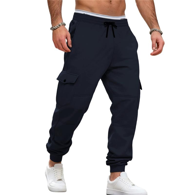 

Men s Joggers Pants Loose Drawstring Long Pants Men Multi-pocket Sweatpants Casual Cargo Trousers for Men Fitness S темно-синий