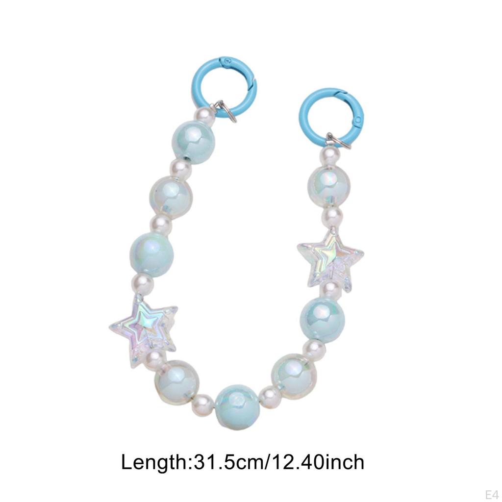 Beaded Bag Chain Charm with 2 Round Carabiners Purse Handle