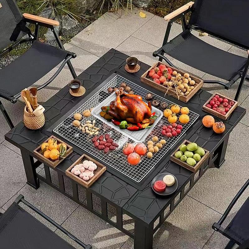 Stainless Steel Baking Sheet Cookie Pan With Cooling Rack Metal Bakery Sheet Pan Nonstick Shallow Hole Baking Pan Barbecue Tray