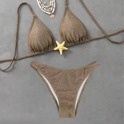 Nuovo Costume da Bagno Estivo con Lacci a Stella, Sexy, da Spiaggia, con Spacco