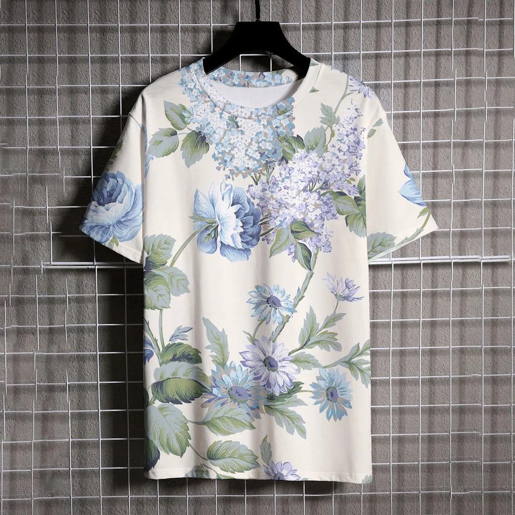 Trend Men's Short Sleeve Shirts Casual Leisure Personality Short Sleeved T-shirt for Men Fashionable and Versatile Print Tshirt