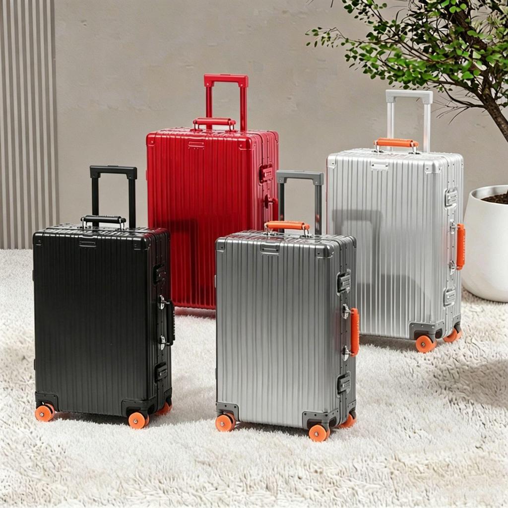 Germany 20" Metal Alloy Trolley Luggage - High Capacity Travel Case with Leather Finish