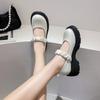 Small Leather Shoes Female Fashion Retro British Style Platform Walking Shoes Outdoor Casual Shoes
