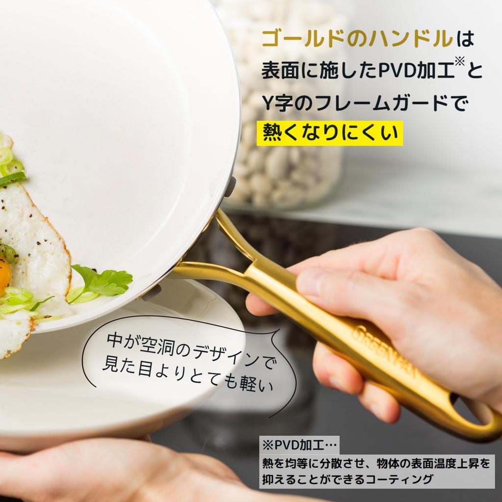 Greenpan Studio Cream White Frying Pan 20cm, IH and Gas Compatible, Non-stick, Diamond Particles for High Heat Conductivity, Made with Ceramic Coating
