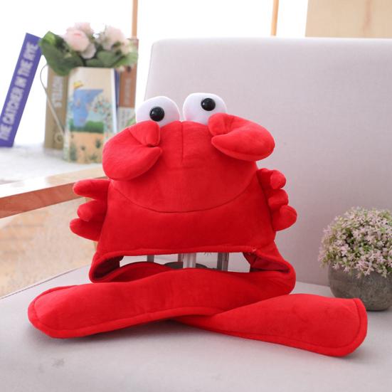 Crab Headgear Lovely Long Ears Red Color Soft Head Cover Cross-dressing Headwear Plush Cartoon Hat Party Costume Cosplay Props for Selfie Photography