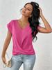 2026 Hot Sale Women's Solid Color V-neck T-shirt, Elegant Short-sleeved Top for Spring/Summer, European American Style