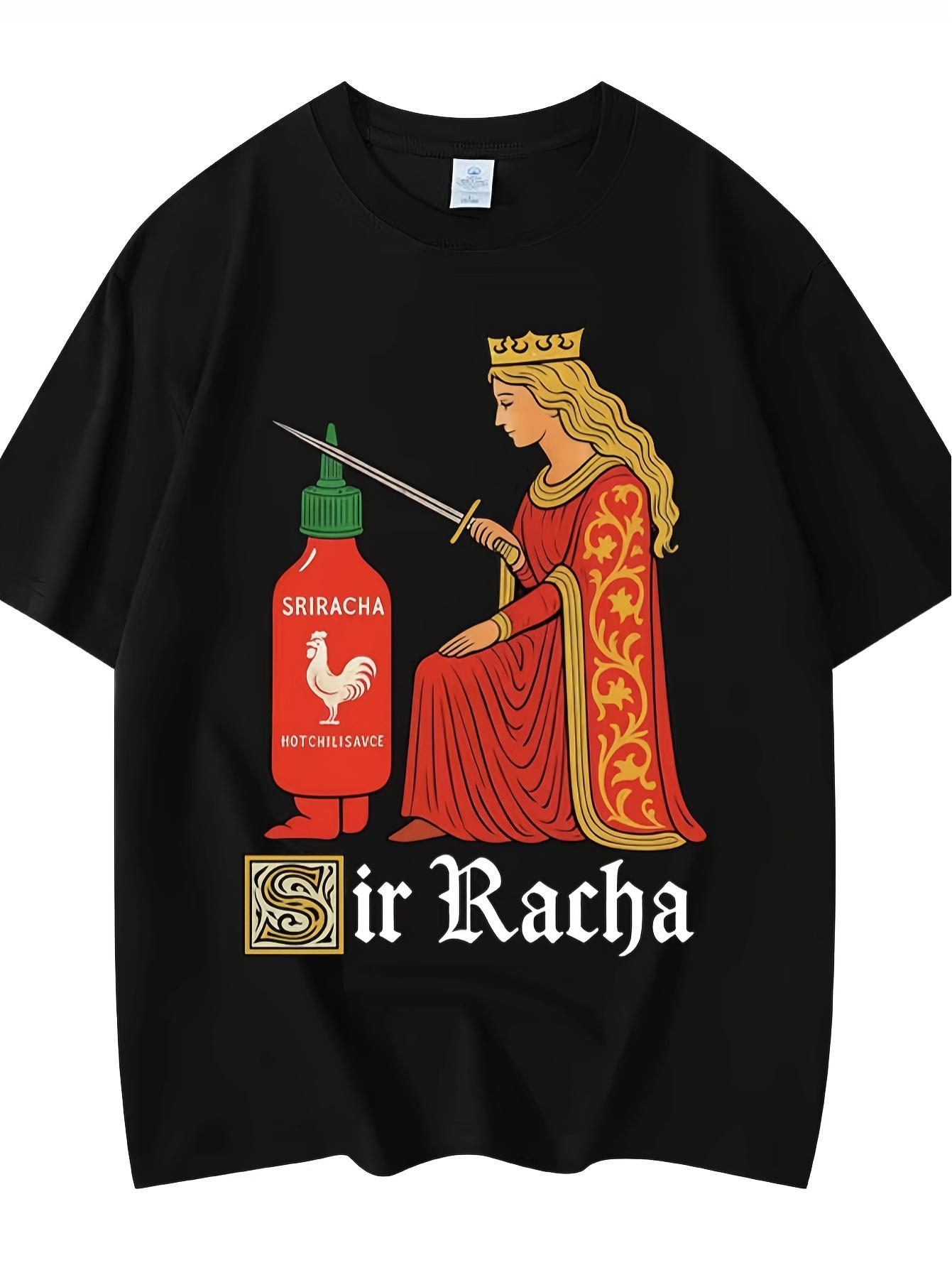 Men S Sir Racha Humor T-Shirt - Graphic of Spicy Thai Chili Sauce Featuring a Sriracha Bottle & Thai Script XXL