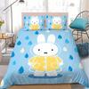 M-Miffys Kawaii Duvet Cover Set Home Style Bedding Soft Laundry Cotton Bed 3 Piece Set Student Dormitory Gift