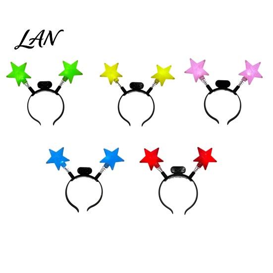 One-button Switch Hairband LED Star Headband with Spring, Light Up Wobble Hair Hoop Shape for Party Concert, Glowing Festival Prop Kids Adults,
