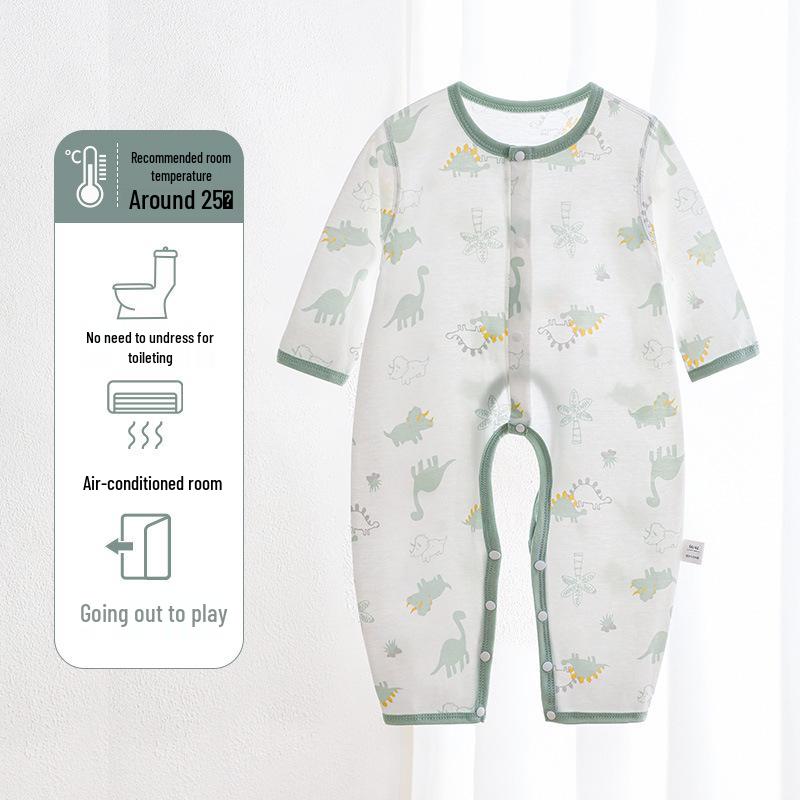 Salopetă cu mânecă lungă din bumbac pur pentru nou-născut: Costum de Aer Condiționat de Primăvară-Vară și Pijama