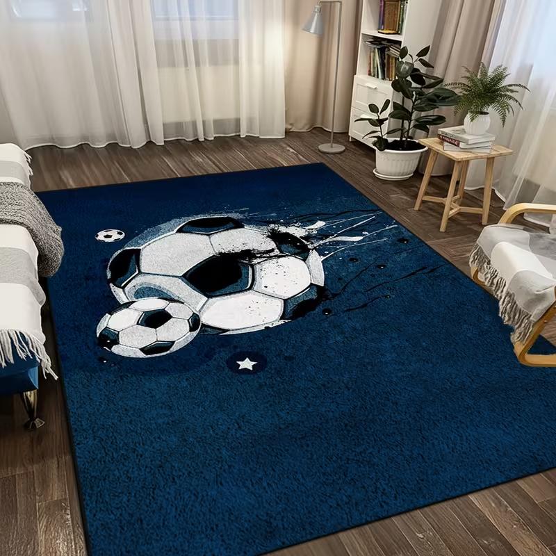 

Black White Vintage Football Rug Washable Living Room Carpet Bedroom Floor Mat Sports Theme Home Decor Teen Room Decor Rug 40x60CM
