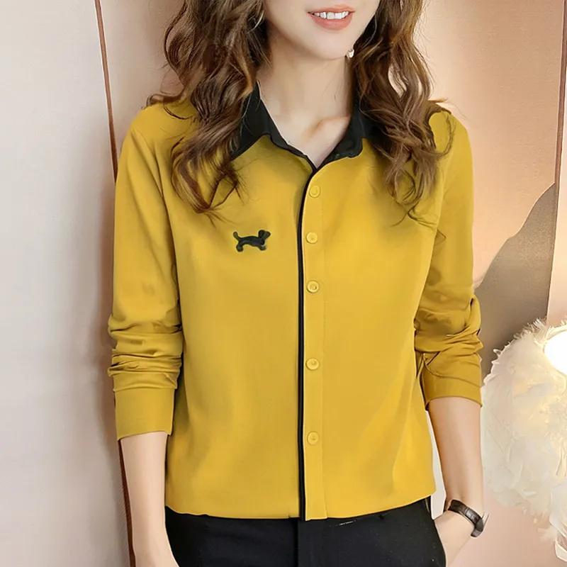 Повседневная блузка поло с цветными блоками и вышивкой S