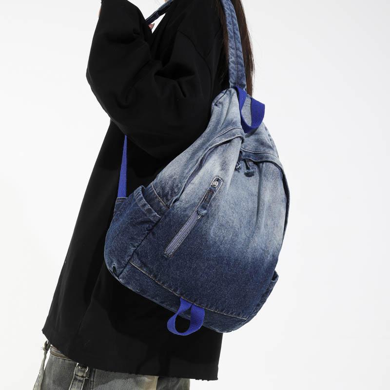 Gradient Denim Backpack Large Capacity Women's Retro Backpack