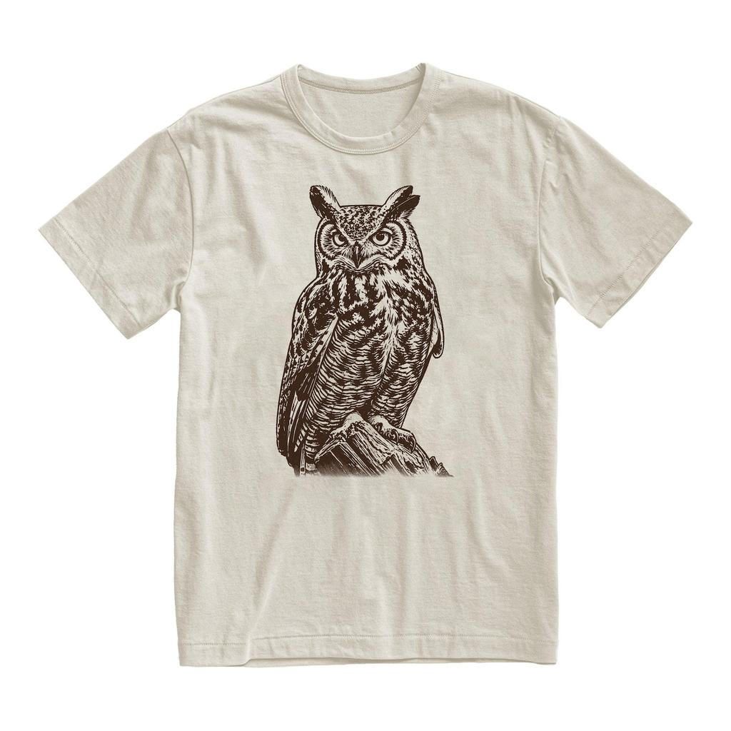 Comfort Colors Horned Owl T-Shirt, Retro Bird Illustration Graphic Tee
