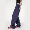 Unisex Spring-Summer American Retro Striped Athletic Pants | High-Waist Drape Wide-Leg Floor-Length Casual Dancing Trousers