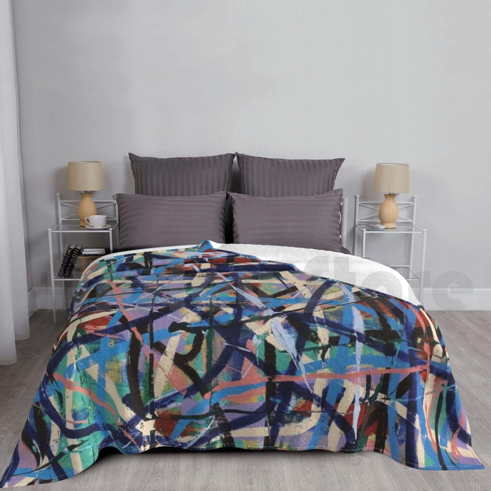 Abstract American Grafitti Art Design Blanket For Sofa Bed Travel Grafitti Banksy Street Art Graffiti Street Size: 75*100cm, Weight: 230 GSM