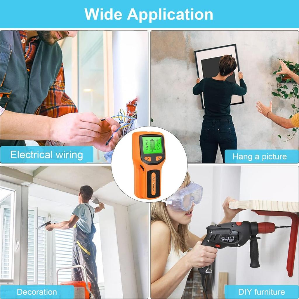 Stud Finder Wall Scanner, 5 in 1 Electronic Stud with LCD Display for Wood Metal and AC Wire Detection