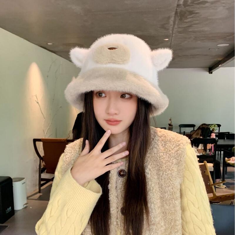 Cute Bear Plush Lined Knitted Winter Hat