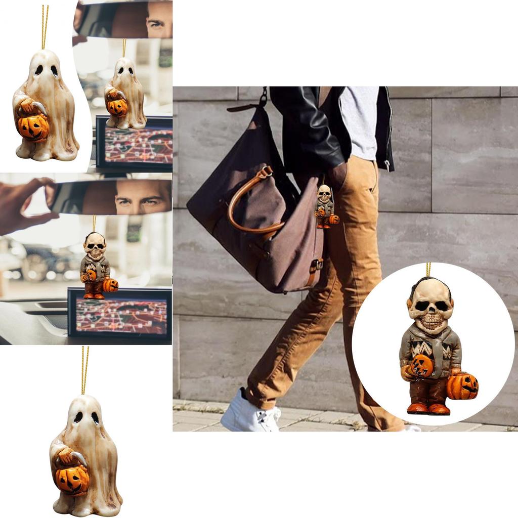 Vintage Acrylic Horror Movie Garden Gnome Rearview Mirror Decoration For Halloween