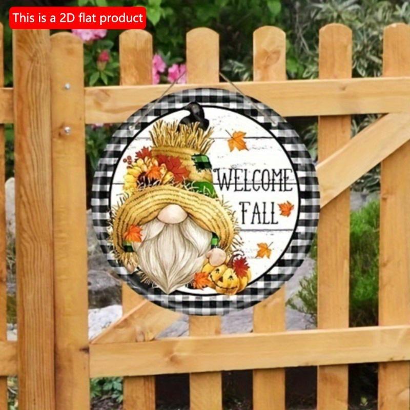 2d Flat 20*20cm, Autumn Home Decoration, Welcome Fall, Dwarf Circular Wooden Logo, Creative Decorative Signs, for Home, Garden, Bedroom, Bar Decor.