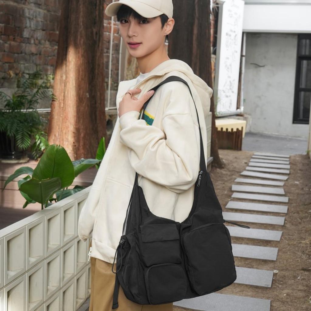 Shoulder Bag Unisex Nylon Multi Pocket Large Capacity Daily Commute
