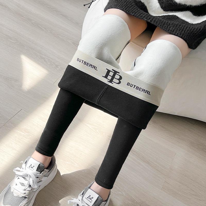 Samtverdickte Winter-Leggings: Warme, locker sitzende Bleistifthose mit hoher Taille