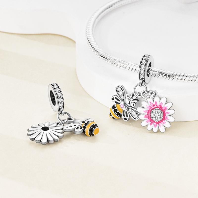 Suitable For Pan Original Braceletcopper Colorful Flowers Gemstone Butterfly Spring Charm Beads Exquisite Diy Jewelry