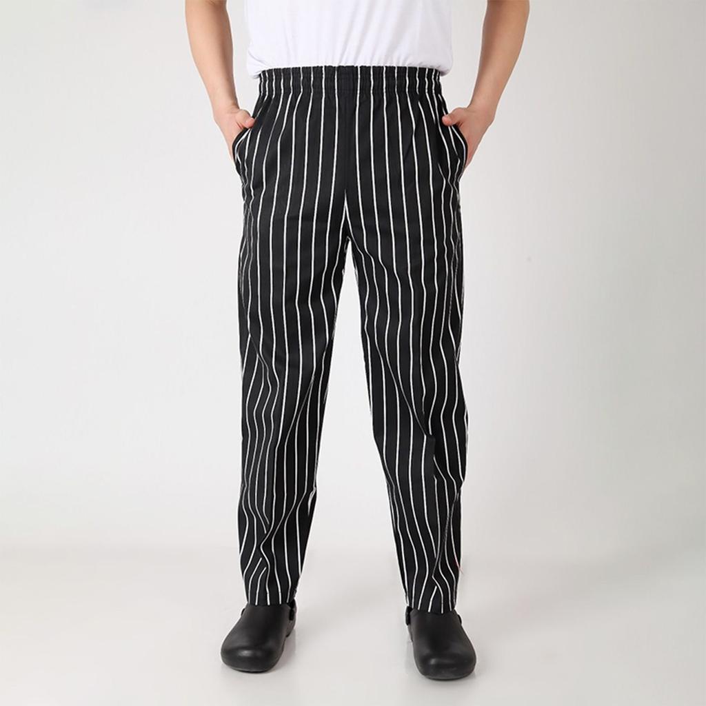 Pantalon d'uniforme d'hôtel, pantalon de chef rayé, pantalon élastique de serveur de restaurant