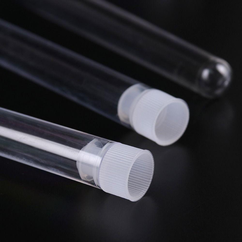 10PCS Translucent Test Tubes with Cap Vials Sample Container  for Office School Chemistry Supplies