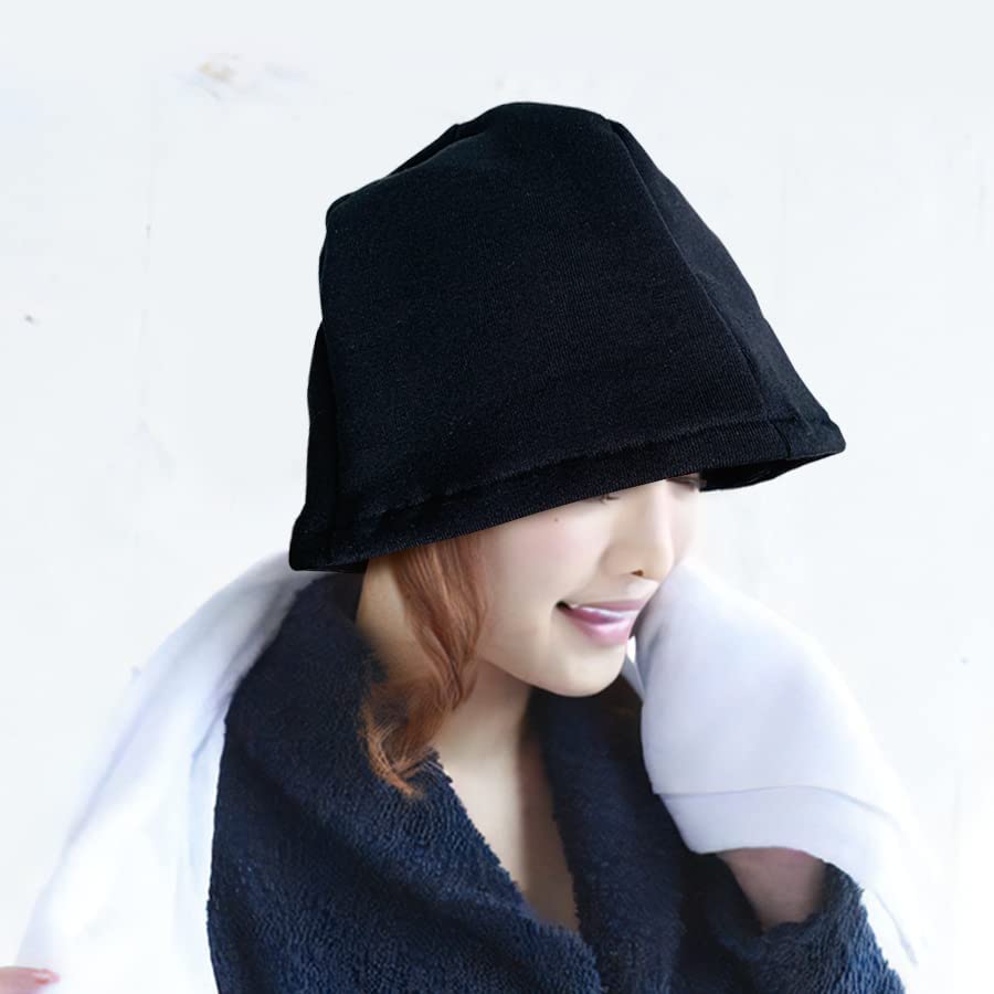 Sauna Verhindert Trockenes Haar und Heiß Aus Schweiß Lockerer Fleecepile Einheitsgröße Passt Hergestellt in Japan Mütze, Schwarz, Blitze, Material, Passform, Stoff, Leicht,