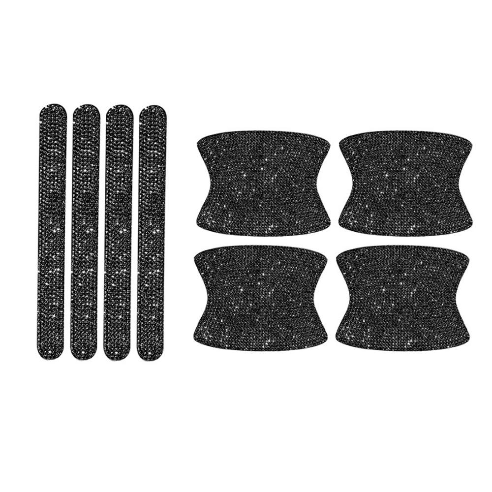 

8 шт. универсальная наклейка на ручку двери автомобиля, предупреждающая алмазная полоска для автомобиля, безопасность вождения, блестящая наклейка на экстерьер автомобиля, аксессуары чёрный