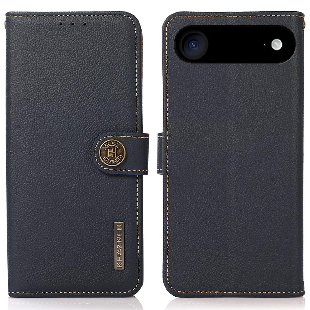 KHAZNEH for iPhone 17 Air Case Genuine Cow Leather RFID Blocking Wallet Phone Cover