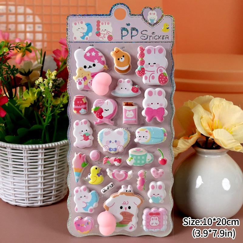3D Sponge Foam Sticker Animation Kitten Paw Rabbit Bear Sheep Animal Pippi Sticker Diy Scrapbook Notebook Decal Kid Favor Present