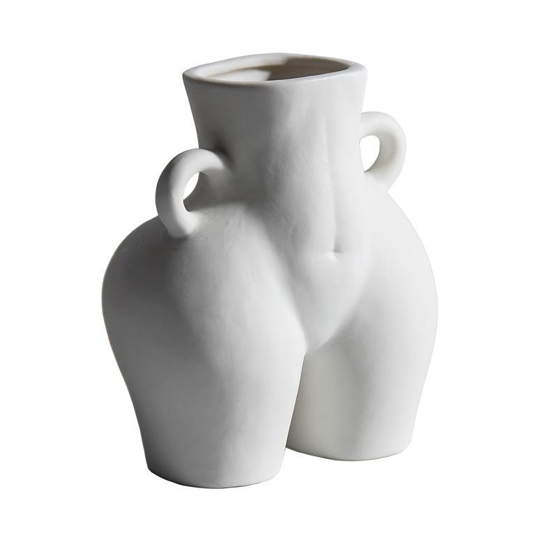 Nordic Human Body Shape Creative Ceramic Vase for Dried Flowers Home Decor Modern and Simple Design 14CM